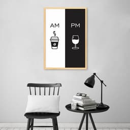 Quadro Cozinha AM PM - Café e Vinho 86x60 Caixa Marfim