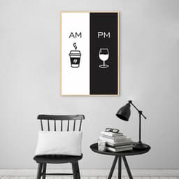 Quadro Cozinha AM PM - Café e Vinho 86x60 Filete Marfim