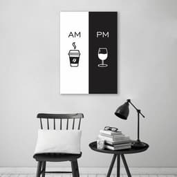 Quadro Cozinha AM PM - Café e Vinho 86x60 Sem Moldura