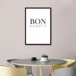 Quadro Cozinha Bon Appetit 60x43 Caixa Preto