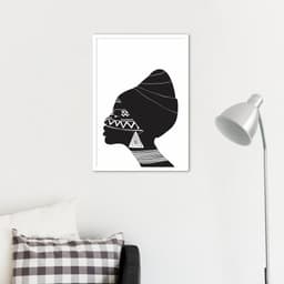 Quadro Cultura Africana Mulher Negra 43x30 Caixa Branco
