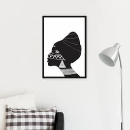 Quadro Cultura Africana Mulher Negra 43x30 Caixa Preto