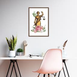 Quadro Deusa da Justiça Themis Flores 100x70 Caixa Marrom