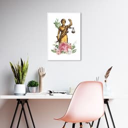 Quadro Deusa da Justiça Themis Flores 100x70 Filete Branco