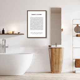 Quadro Divertido Lavabo Caça Palavras 43x30 Caixa Marrom