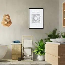 Quadro Divertido Lavabo Labirinto 100x70 Caixa Preto