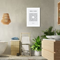 Quadro Divertido Lavabo Labirinto 100x70 Filete Branco