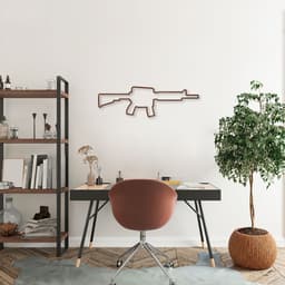 Quadro Escultura Arma M4 120x37 Marrom