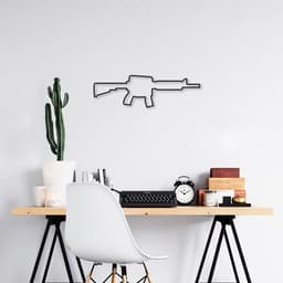 Quadro Escultura Arma M4 120x37 Preto