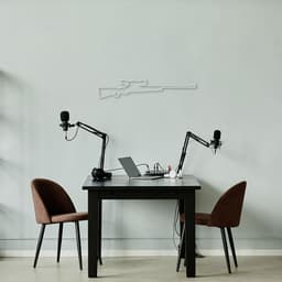 Quadro Escultura Arma Sniper 120x23 Cinza