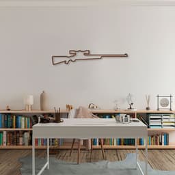 Quadro Escultura Arma Sniper 120x23 Marrom