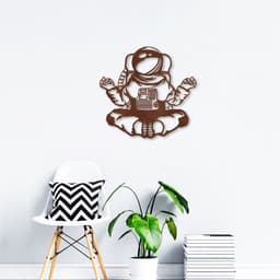 Quadro Escultura Astronauta Meditando 90x85 Marrom