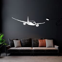 Quadro Escultura Avião Planando 80x24 Branco