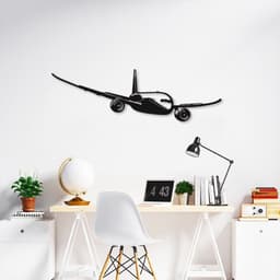 Quadro Escultura Avião Planando 80x24 Preto