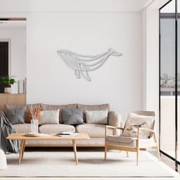 Quadro Escultura Baleia One Line 100x50 Cinza