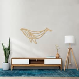 Quadro Escultura Baleia One Line 200x99 Areia