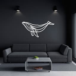 Quadro Escultura Baleia One Line 60x30 Branco