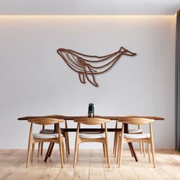 Quadro Escultura Baleia One Line 60x30 Marrom