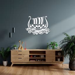 Quadro Escultura Barco Viking 120x88 Branco