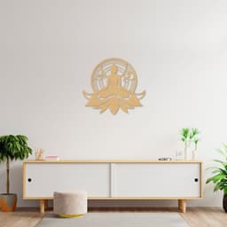 Quadro Escultura Buda Meditando Om Lotus 90x83 Areia