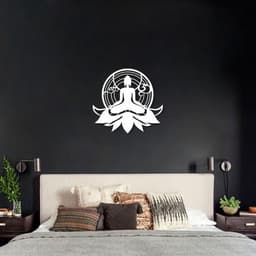 Quadro Escultura Buda Meditando Om Lotus 90x83 Branco