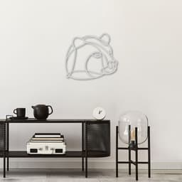 Quadro Escultura Cabeça Urso One Line 100x89 Cinza