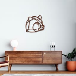 Quadro Escultura Cabeça Urso One Line 100x89 Marrom