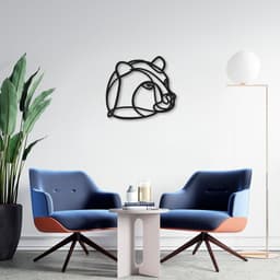 Quadro Escultura Cabeça Urso One Line 100x89 Preto