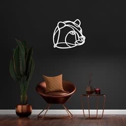 Quadro Escultura Cabeça Urso One Line 60x54 Branco