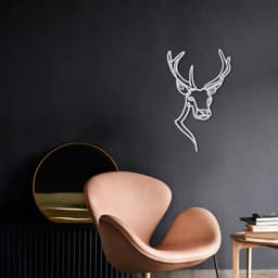 Quadro Escultura Cabeça Veado One Line 150x92 Cinza