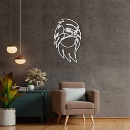 Quadro Escultura Cabeça de Águia One Line 80x48 Branco