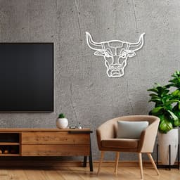 Quadro Escultura Cabeça de Touro One Line 60x45 Branco