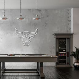 Quadro Escultura Cabeça de Touro One Line 60x45 Cinza