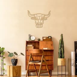 Quadro Escultura Cabeça de Touro One Line 80x60 Areia