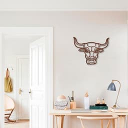 Quadro Escultura Cabeça de Touro One Line 80x60 Marrom