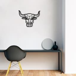 Quadro Escultura Cabeça de Touro One Line 80x60 Preto