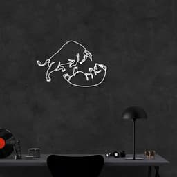 Quadro Escultura Cabeça de Urso Touro Combate 150x99 Branco