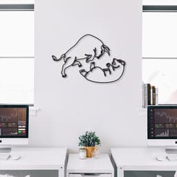 Quadro Escultura Cabeça de Urso Touro Combate 150x99 Preto