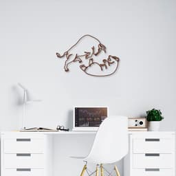 Quadro Escultura Cabeça de Urso Touro Combate 70x46 Marrom