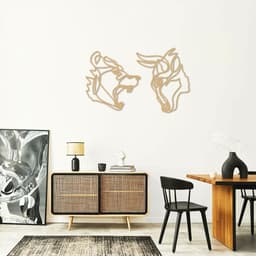 Quadro Escultura Cabeça de Urso e Touro 120x193 Areia