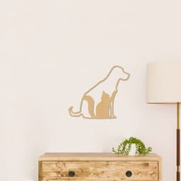 Quadro Escultura Cachorro Gato 120x105 Areia