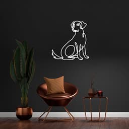 Quadro Escultura Cachorro Vira Lata One Line 120x113 Branco