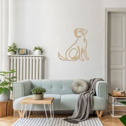 Quadro Escultura Cachorro Vira Lata One Line 150x141 Areia