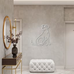 Quadro Escultura Cachorro Vira Lata One Line 150x141 Cinza