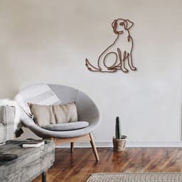 Quadro Escultura Cachorro Vira Lata One Line 60x56 Marrom