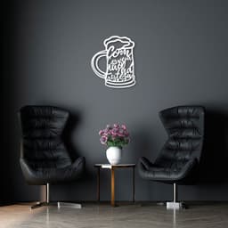 Quadro Escultura Caneca de Cerveja Frase 100x85 Branco