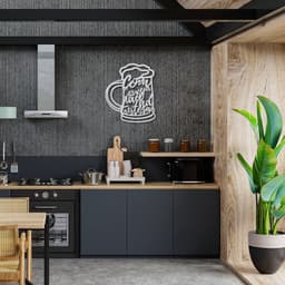 Quadro Escultura Caneca de Cerveja Frase 100x85 Cinza