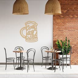 Quadro Escultura Caneca de Cerveja Frase 120x102 Areia