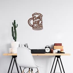 Quadro Escultura Caneca de Cerveja Frase 120x102 Marrom