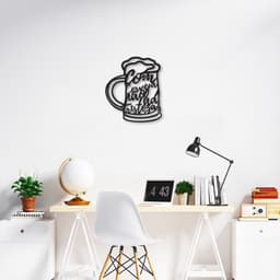 Quadro Escultura Caneca de Cerveja Frase 120x102 Preto